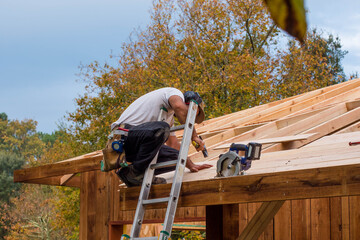 carpenter in action on a construction site
