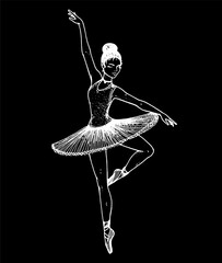 Ballet dancer sketch illustration. Ballerina vector illustration. Hand drawn. © vidimages