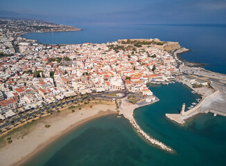 Aerial photograph of whole Rethymno old town.