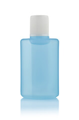 Perfume blue bottle isolated.