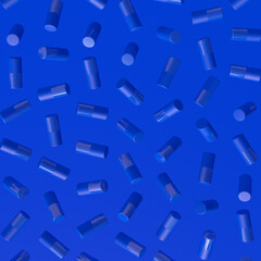 Fototapeta na wymiar Blue cylinders rotating. Abstract animation, 3d render.