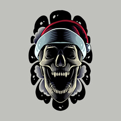 Skull head mascot logo design