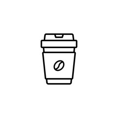 Coffee cup icon with coffee beans. Disposable coffee cup icon. Paper cup symbol. Vector illustration