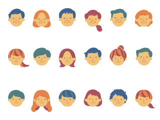 illustration set of various faces