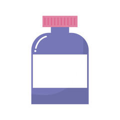 medicine bottle of a purple color