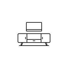 Study table vector icon. Tv table icon. Table desk sign. Workplace and job, office, working symbol. Vector illustration