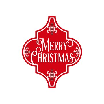 Vector illustration of Arabesque tile with  Christmas ornament. Xmas designs for craft, cut, DIY decoration. Merry Christmas text with Snowflakes ornament on arabesque tile for gift, home decor.  