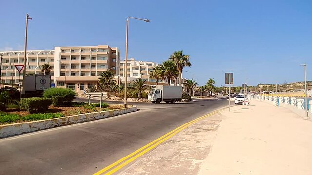 Traffic in the resort of Mellieha in Malta