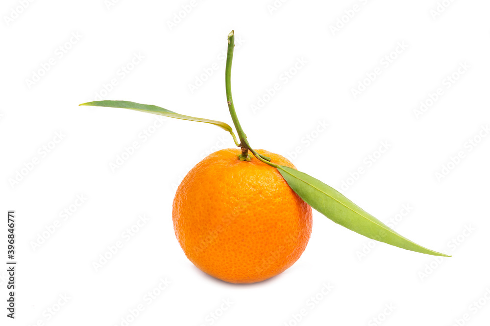 Wall mural natural tangerine isolated on white background - Wall murals