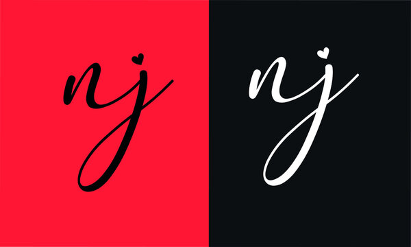 Alphabet letters Initials Monogram logo NJ and JN