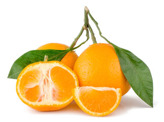 Fresh tangerines isolated on white