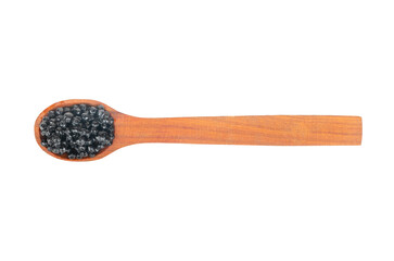 Black caviar in spoon