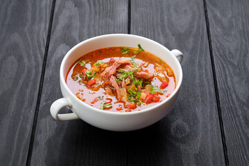 Thick, spicy and sour soup with beef