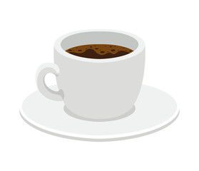 cup of dark coffee with a white background
