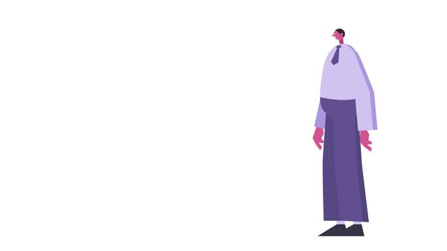 Flat Design Cute Fat Man Character Talking Speaker Isolated Loop 2d Animation