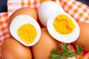 Boiled sliced egg, food photo