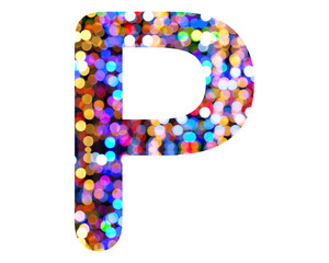 p letter logo, Alphabet lights Glitter Abc, 3d illustration	