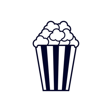 Popcorn for watch Movie icon logo vector, Creative Movie logo concept, Icon symbol, Illustration
