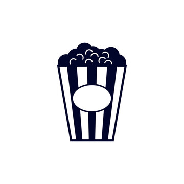 Popcorn for watch Movie icon logo vector, Creative Movie logo concept, Icon symbol, Illustration