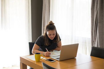 A student taking an online class from home