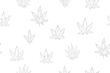 Seamless pattern with cannabis leaves