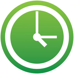 Clock Icon of a set in trendy flat style isolated on white background. Retro mobile symbol on green gradient button for your web site design, logo, app, UI. Vector illustration, EPS10.