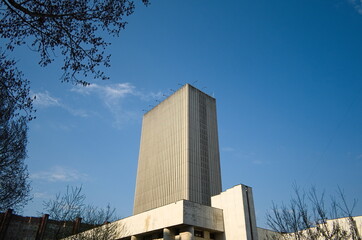 Kiev, Ukraine - April, 2018: Building of Vernadsky National Library of Ukraine is the main academic library and main scientific information center.  Built in in neo-classical style
