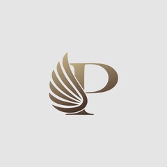 Letter P Logo Luxury wing. Trendy Design concept luxury wing and letter A for corporate, lawyer, notary, firm, automotive, community and more brand identity.