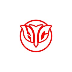 initial letter H C bow and arrow, modern minimalist design with circle decoration.