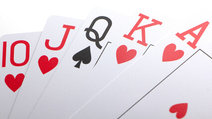 Royal flash without a single card on a black table.