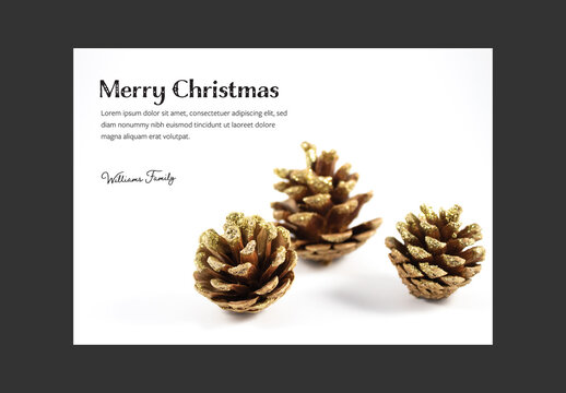 Christmas Card Layout with Pine Cones Image