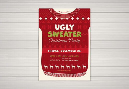 Ugly Sweater Christmas Party Flyer Layout