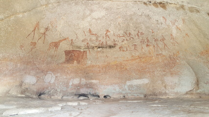 Fototapeta na wymiar Rock art at a cave in Matobo National Park