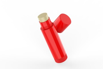 Multifunctional Empty Lip Balm Container Tubes with Twist Bottom and Top Cap. 3d render illustration.