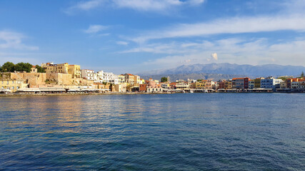 The Old Venetian Harbour of Chania, Crete, Greece.