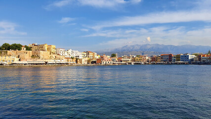 Obraz premium The Old Venetian Harbour of Chania, Crete, Greece.