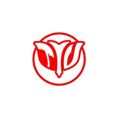 initial letter T V bow and arrow, modern minimalist design with circle decoration.