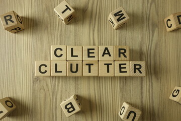 Text clear clutter from wooden blocks