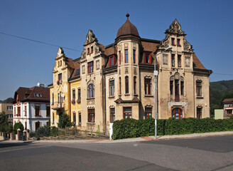 Fototapeta na wymiar Old street in Decin. Czech Republic