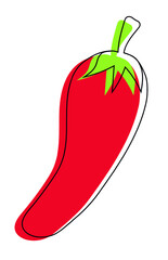 Ilustración vectorial de chile pimiento- illustration of a chilly pepper - vector with outlines