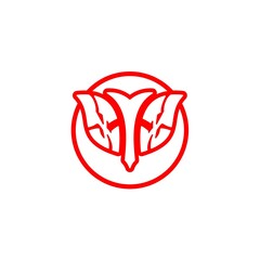 initial letter X X bow and arrow, modern minimalist design with circle decoration.