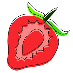 Ilustraci&oacute;n vectorial de una fresa - illustration of a Strawberry fruit  - vector with outlines