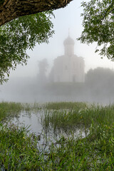 Old Russian orthodox church in early morning light