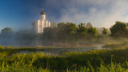 Old Russian orthodox church in early morning light