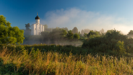 Fototapeta na wymiar Old Russian orthodox church in early morning light