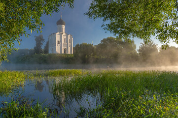 Old Russian orthodox church in early morning light