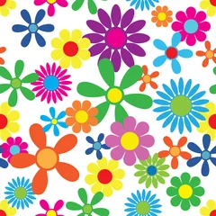 Foto op Canvas Hippie Flowers Seamless Repeating Pattern Vector Illustration © hobrath