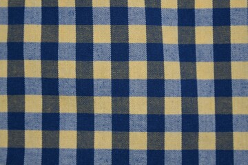 blue and yellow checked fabric