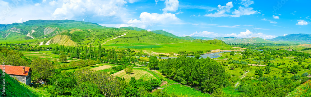 Wall mural Panorama of Kura river's valley, Samtskhe-Javakheti Region, Georgia