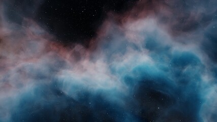 Science fiction illustrarion, deep space nebula, colorful space background with stars 3d render